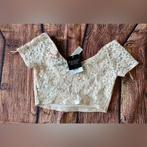 Topshop Petite Cream Lace Crop Top‎ Women’s Size 4